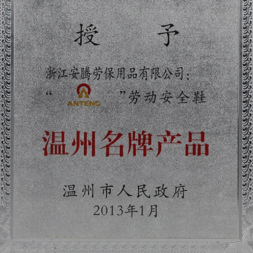 我公司劳动安全鞋荣为温州名牌产品